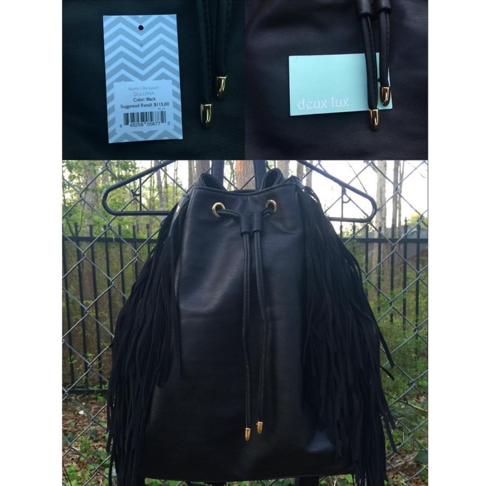 Black fringe Deux Lux bag\backpack